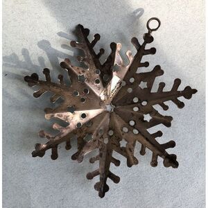 Vintage Department 56 Punched Metal/Tin 4.5" Snowflake Ornament Made In India
